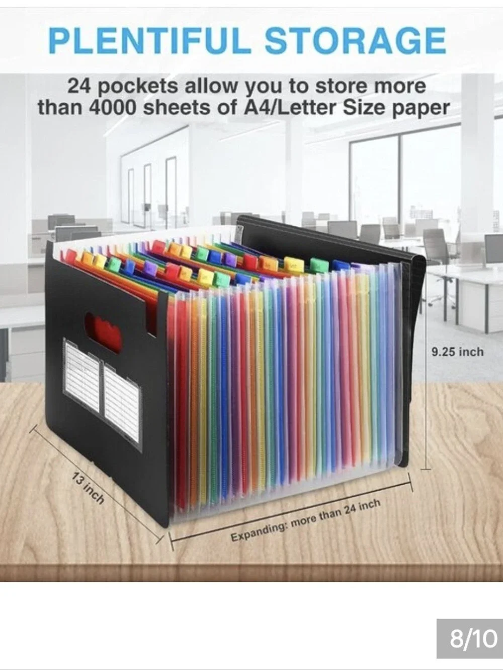 24-Pocket Expanding File Folder - Black with Rainbow Dividers